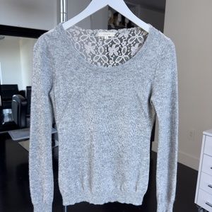 Alison White Grey Blouse with Lace Back